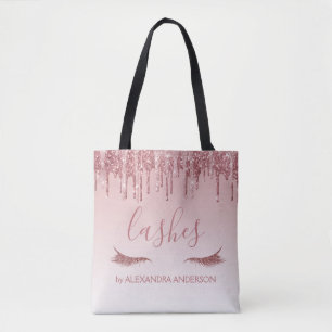 Tote Bag Parties scintillant or rose et extension Eyelash