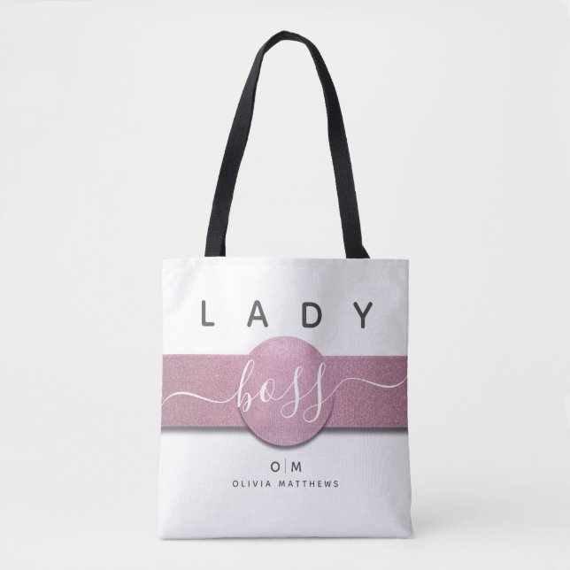 Tote Bag Parties scintillant rose blanche fille Monogramme  (Devant)
