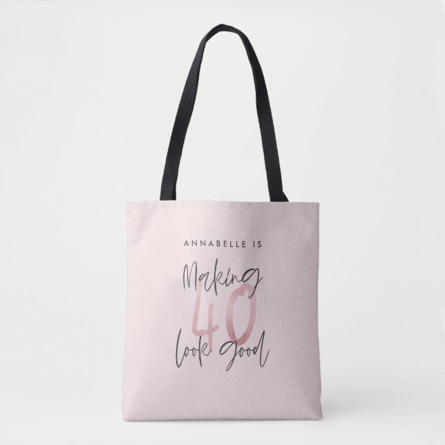 Tote Bag parties scintillant rose fusée moderne design 40e  (Devant)