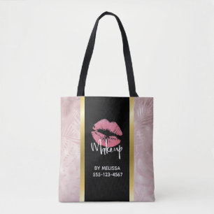 Tote Bag Parties scintillant rose lèvres et Rose Feuille or