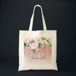 Tote Bag Parties scintillant rose moderne & Fleurs Étincell<br><div class="desc">Parties scintillant rose moderne & Fleurs Étincelle Avec Nom</div>