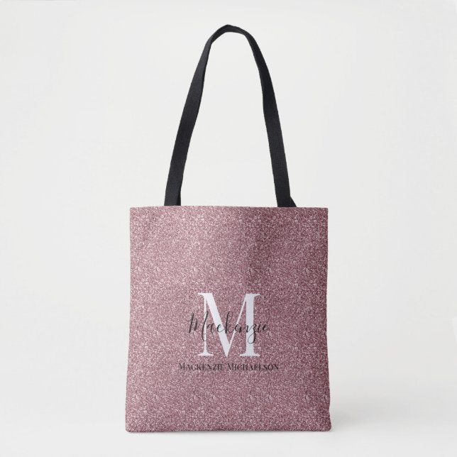 Tote Bag Parties scintillant rose or Rose de fille Nom du m (Devant)