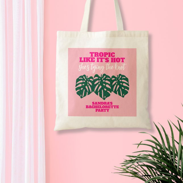 Tote Bag Parties scintillant rose tropicale Monstera Bachel (Tropical Pink Glitter Monstera Bachelorette Party Tote Bag)