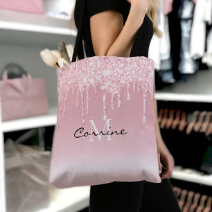 Tote Bag Parties scintillant rose vierge monogramme personn