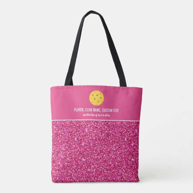 Tote Bag Parties scintillant rose vif Imprimer Pickleball P (Dos)