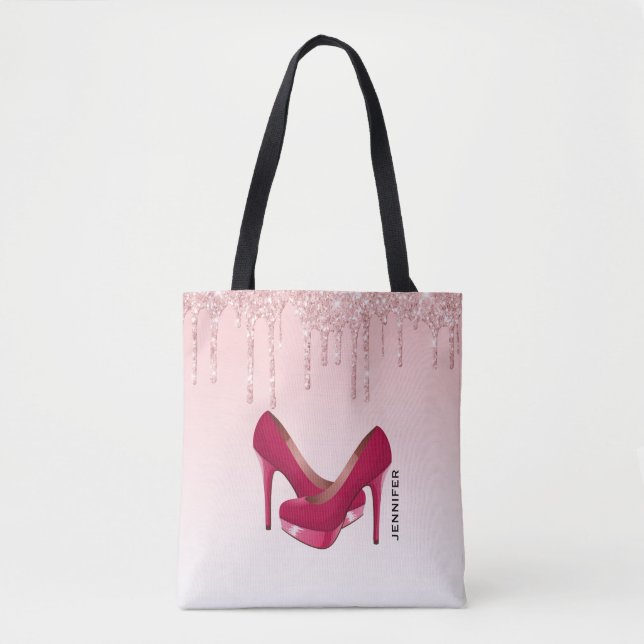 Tote Bag Parties scintillant roses modernes et talons hauts (Devant)