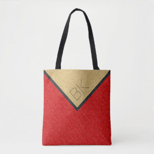 Tote Bag Parties scintillant Rouge Noir Or Chic Monogramme