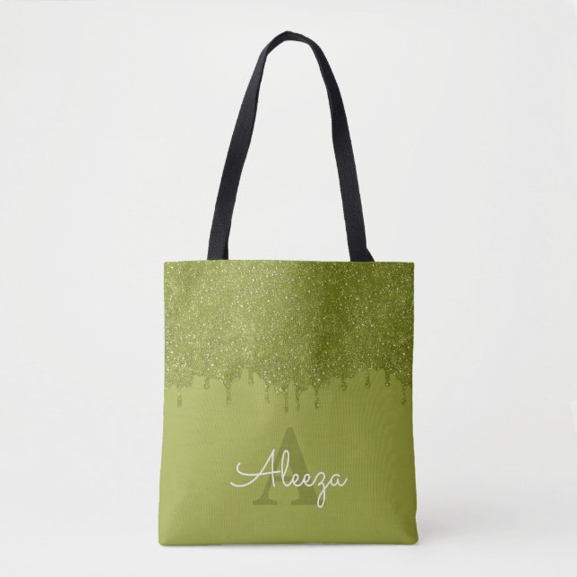 Tote Bag Parties scintillant vert olive (Devant)