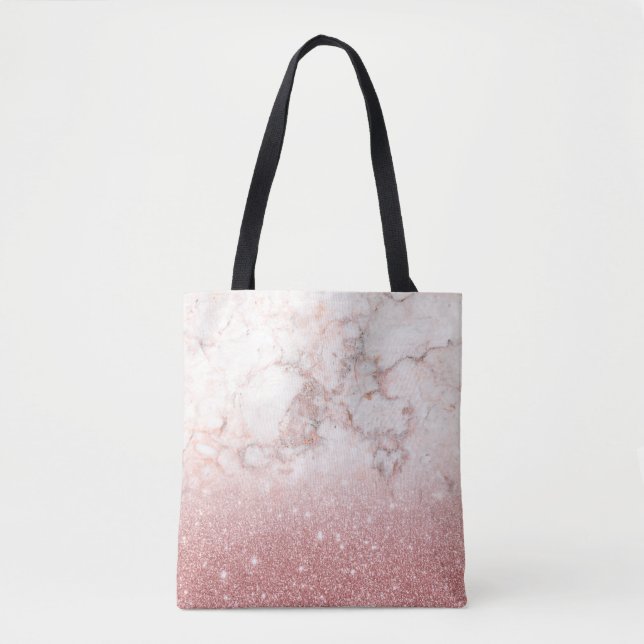 Tote Bag Parties scintillantes roses Ombre de marbre blanc (Devant)