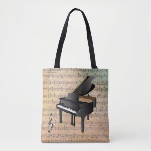 Tote Bag Partition vintage Avec Piano
