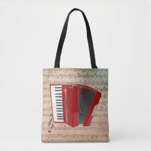 Tote Bag Partition vintage avec un Accordéon rouge