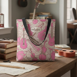 Tote Bag Partitions et Instruments Rose/Ivoire ID481