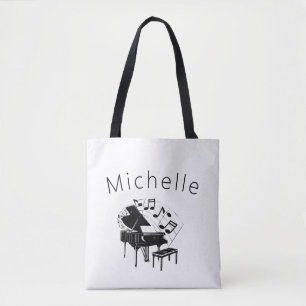 Tote Bag Partitions vintages de piano Noir