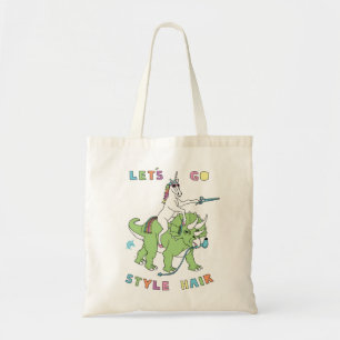 Tote Bag Partons dinosaure d'équitation de licorne de