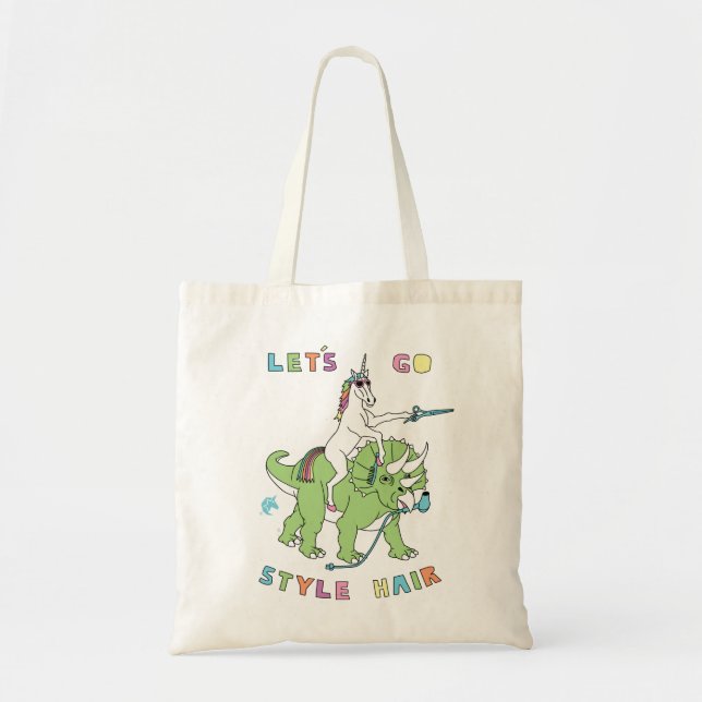 Tote Bag Partons dinosaure d'équitation de licorne de (Devant)