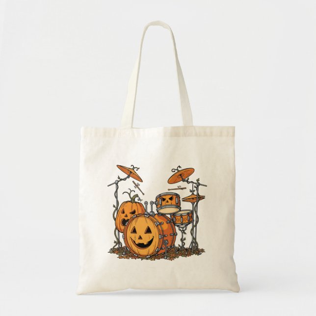 Tote Bag Parure de batterie citrouille Halloween (Devant)