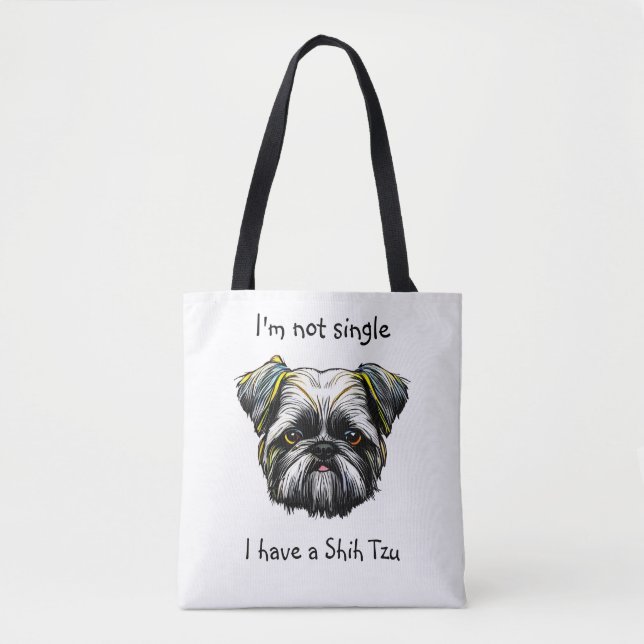 Tote Bag Pas célibataire j'ai un tzu chiite (Devant)