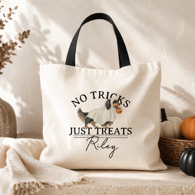 Tote Bag Pas de Farce Juste un Traitement Drôle de Chien Fa (No Tricks Just Treat Funny Pun Ghost Dog Halloween Tote Bag)