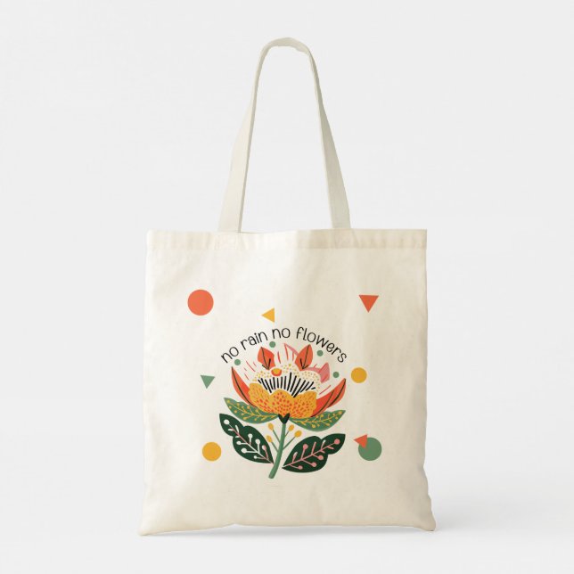 Tote Bag Pas de pluie Pas de fleurs Citation d'inspiration (Dos)