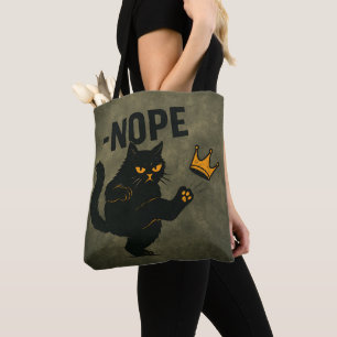 Tote Bag Pas De Rois En Amérique Chat Noir Drôle Kicking Cr