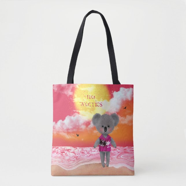 Tote Bag Pas de soucis koala sur la plage du coucher du sol (Devant)