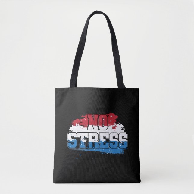 Tote Bag Pas de stress - Rouge Blanc Bleu Positif Esprit (Devant)