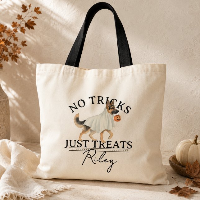 Tote Bag Pas de Tours Juste un Traitement Drôle de Chien Fa (No Tricks Just Treat Funny Pun Ghost Dog Halloween Tote Bag)