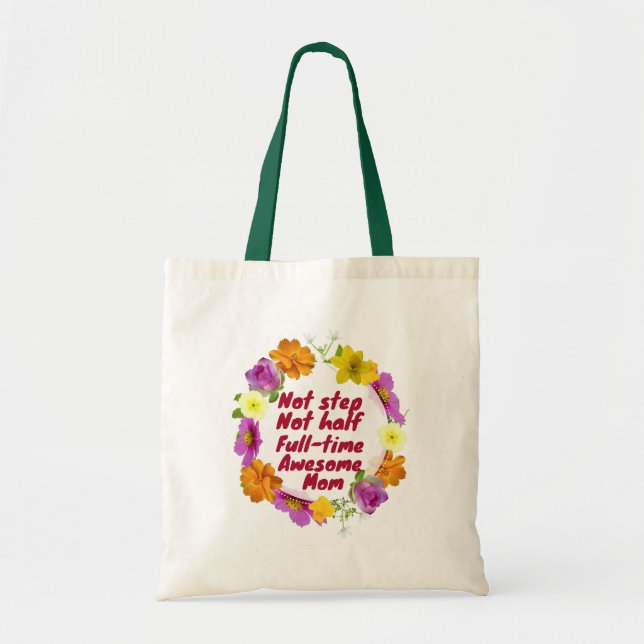 Tote Bag Pas pas pas à mi-temps plein génial maman Adoptive (Devant)