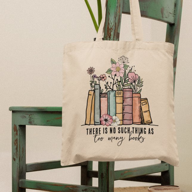 Tote Bag Pas trop de livres Floral (Créateur téléchargé)
