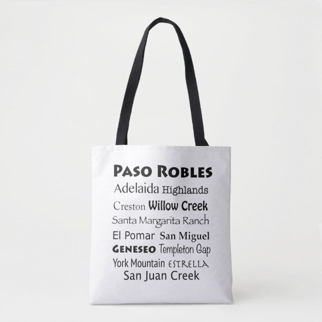 Tote Bag Paso Robles Vins Pays Épaule Fourre-tout (Devant)