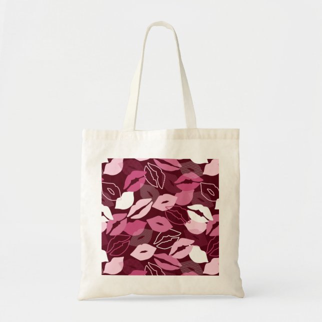 Tote Bag Passionné Rouge rose lèvres embrasser Motif (Devant)
