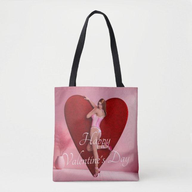 Tote Bag Passionnée Saint Valentin fille dans un corse (Devant)