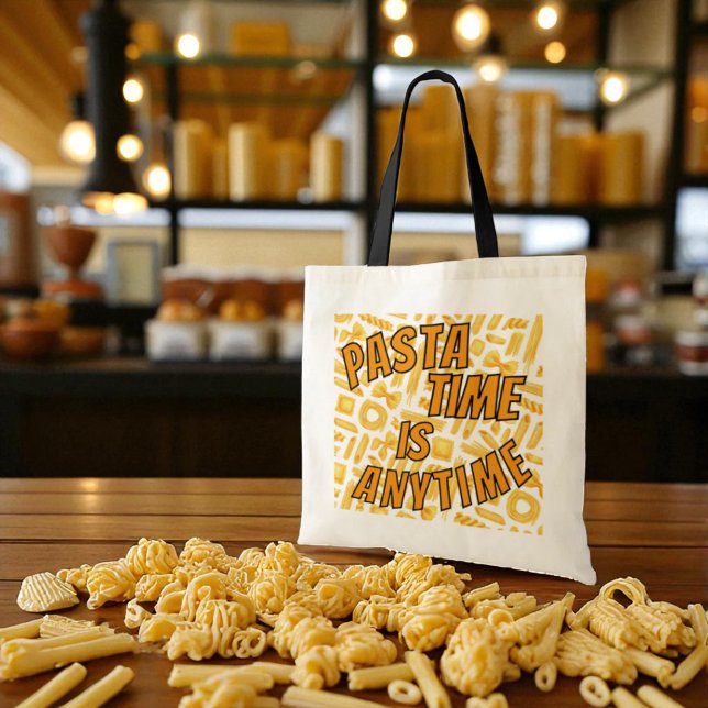 Tote Bag Pasta Time is Anytime Motif Double Side Design (front and back design is the same)