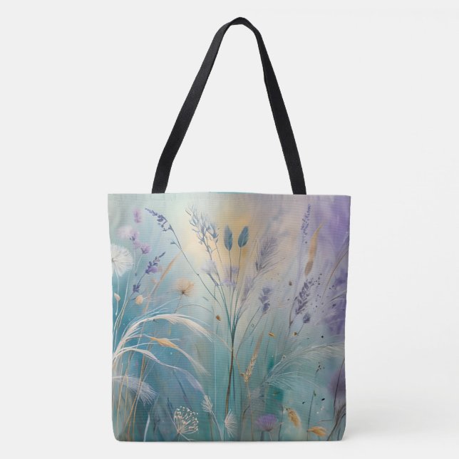 Tote Bag Pastel Abstrait Whispers of Nature, Grasses II (Devant)