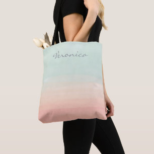 Tote Bag Pastel Aquarelle Stripes Verre de mer et Pêche