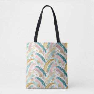 Tote Bag Pastel arc-en-ciel lunaire Abstrait avec étoiles d