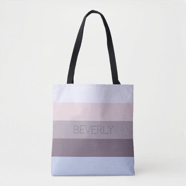 Tote Bag Pastel Blue Grey Pink 5 Colonnes Nom Personnalisé  (Devant)