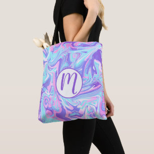 Tote Bag Pastel Blue & Purple Marble Texture liquide