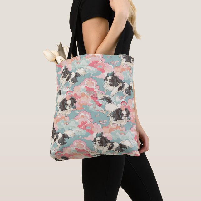Tote Bag Pastel Chiyogami Shih Tsu Chien Motif (De près)