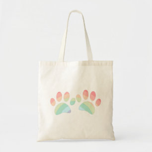 Tote Bag Pastel Color Rainbow Chien Empreintes de pattes