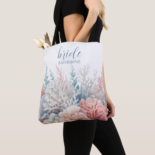 Tote Bag Pastel Coral Reef-Beach Mariage-Mariée- (De près)