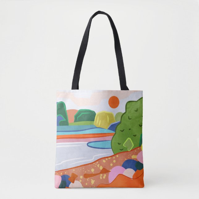 Tote Bag Pastel coucher de soleil sur la vallée (Devant)