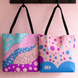 Tote Bag Pastel Faith Lettering Polka Dot