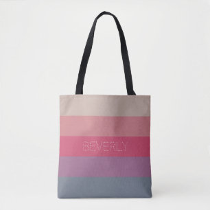 Tote Bag Pastel Grey violet rose 5 couleurs Nom Personnalis