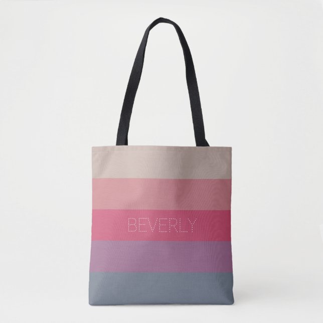 Tote Bag Pastel Grey violet rose 5 couleurs Nom Personnalis (Devant)
