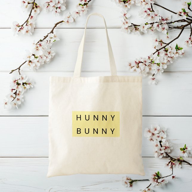 Tote Bag Pastel Jaune "Lapin Chanté" Mignonne Pâques (Créateur téléchargé)