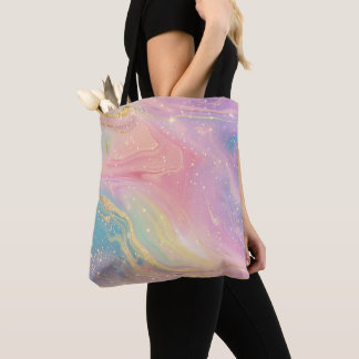 Tote Bag Pastel Marble Celestial Galaxy Design