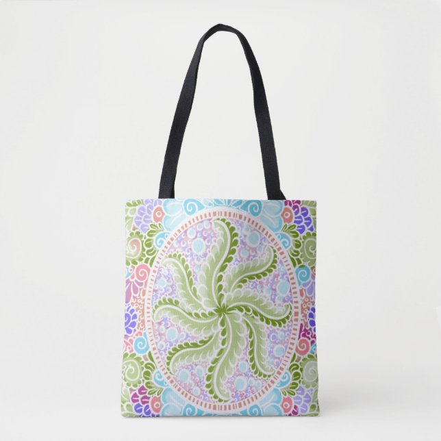 Tote Bag Pastel Nature Mandala Art (Devant)