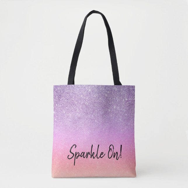 Tote Bag *~* Pastel Ombre Parties scintillant Peach Purple (Devant)