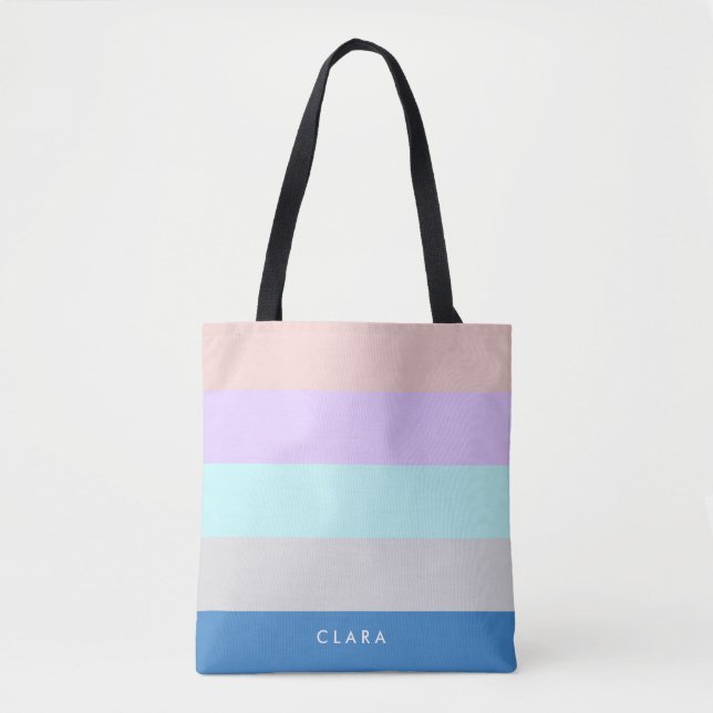 Tote Bag pastel peach mauve menthe gris bleu bloc de couleu (Devant)